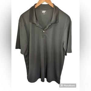 Lands End Mens Moisture Wicking Athletic Polo in Steel Grey Sz L